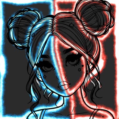 realistic girl with space buns