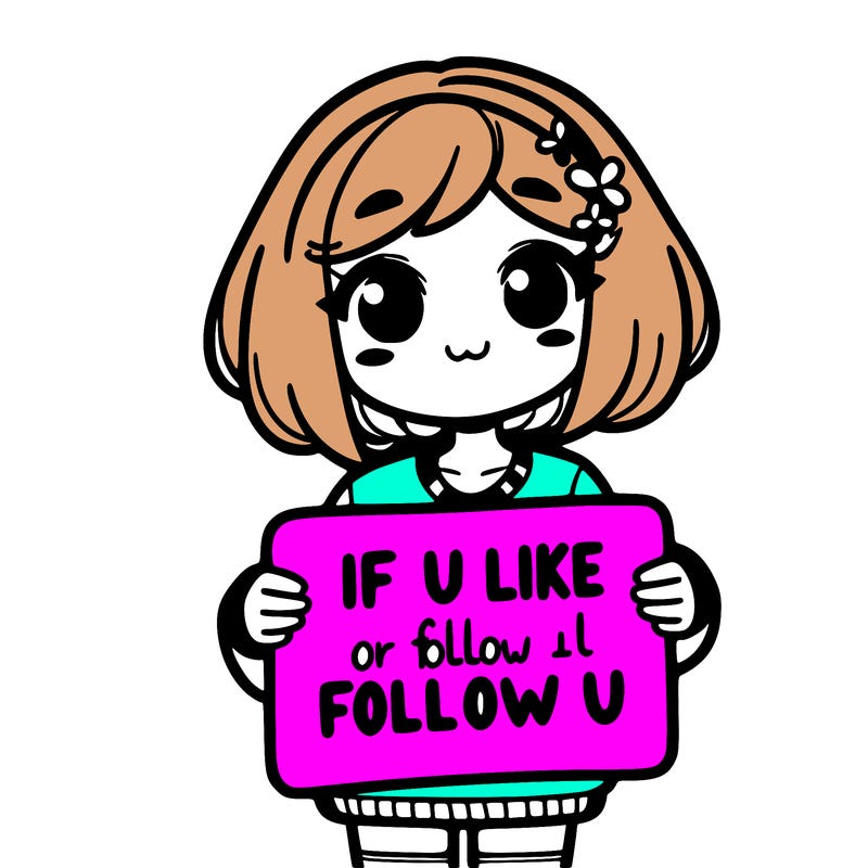 a girl holding a sign that says if u like or follow me i will follow u