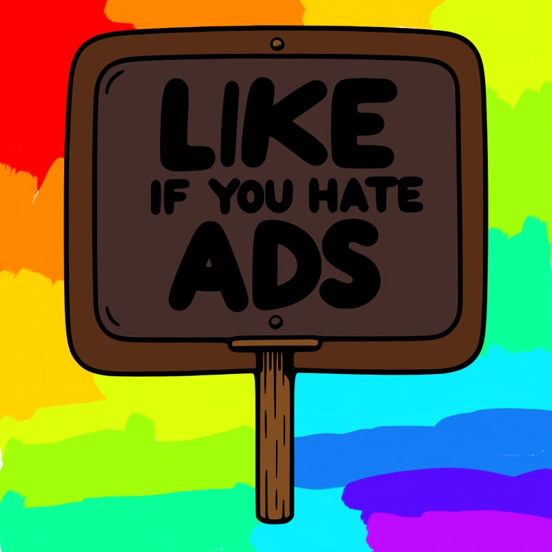 a sign that says like if you hate ads