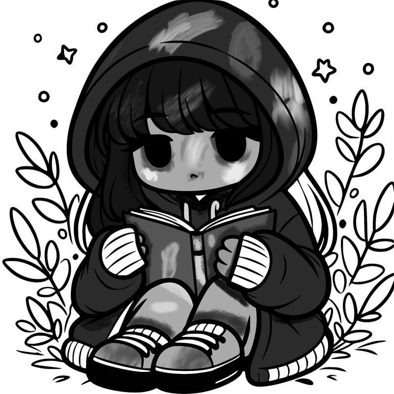 girl in oversized hoodie reading a book