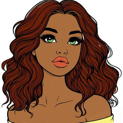 realistic girl with wavy hair and lips