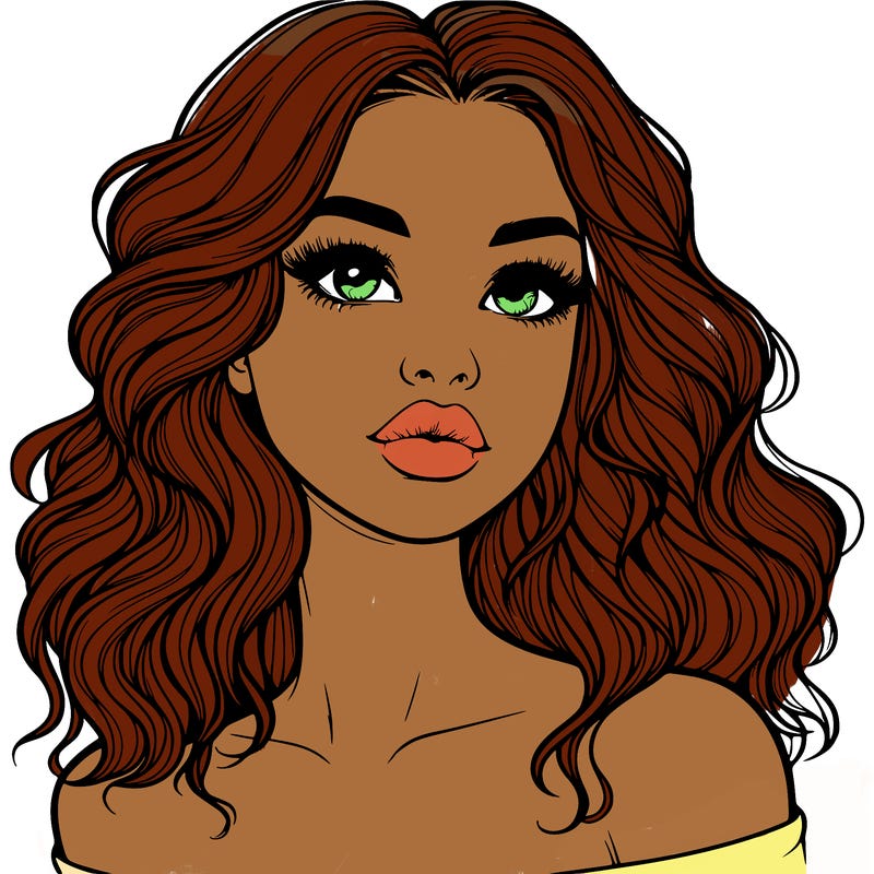 realistic girl with wavy hair and lips