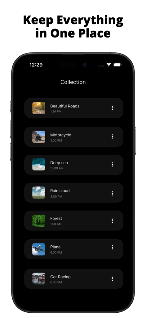 Pinterest Downloader - PinGriv - iPhone上の保存されたPinterestメディアの整理されたコレクションを示すPinGrivアプリのインターフェース