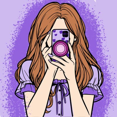 a realistic girl holding her phone taking pictures