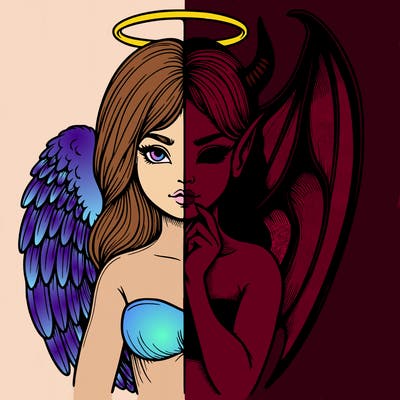 realistic angel half demon