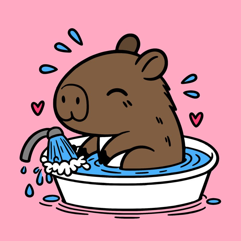 capybara taking a bath