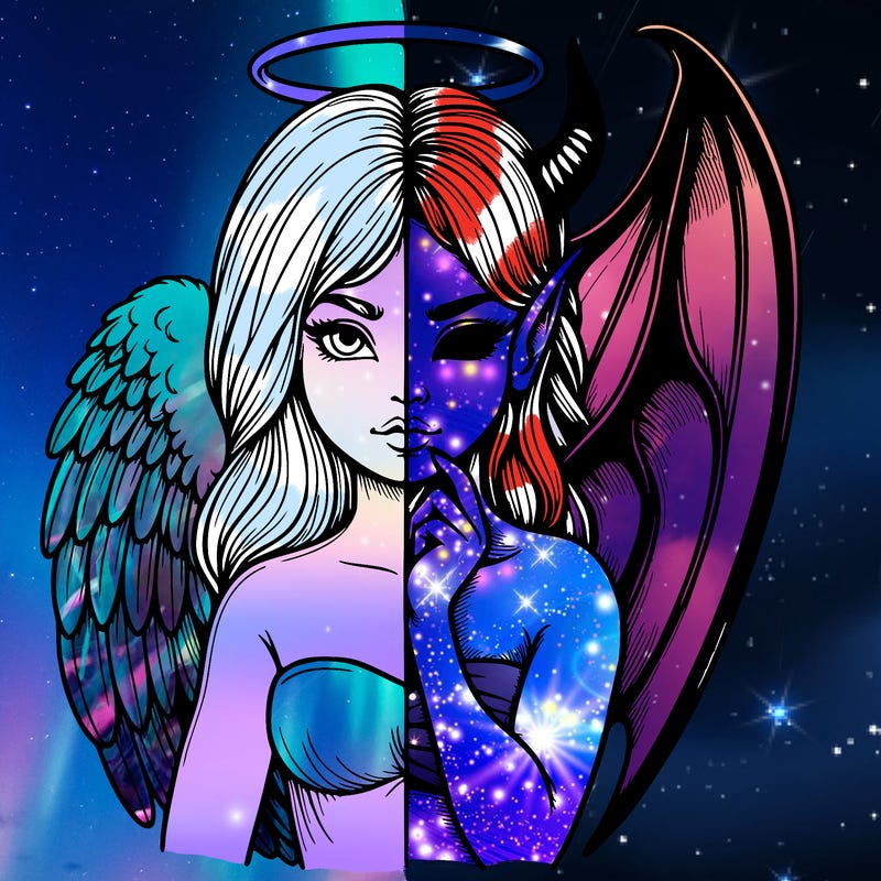 realistic angel half demon