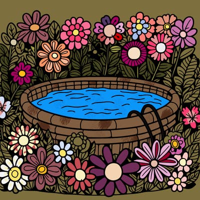 pool full of flowers