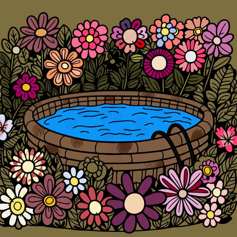 pool full of flowers