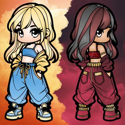 girl in crop top and baggy pants