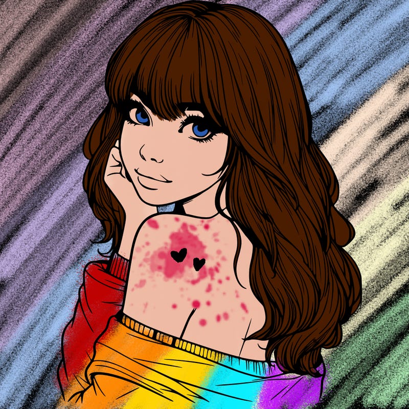 realistic girl with bangs looking over her shoulder