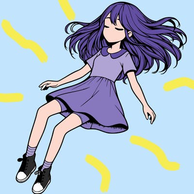 realistic girl floating