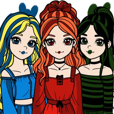 three teen girls