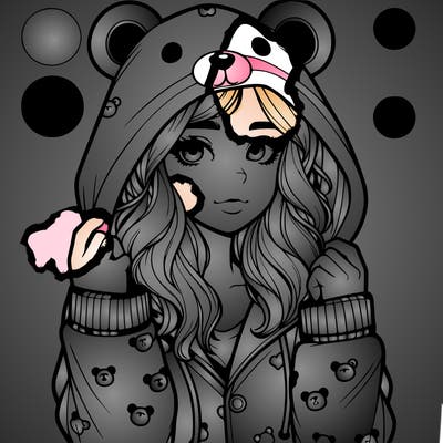 realistic girl in a animal pjs hoodie