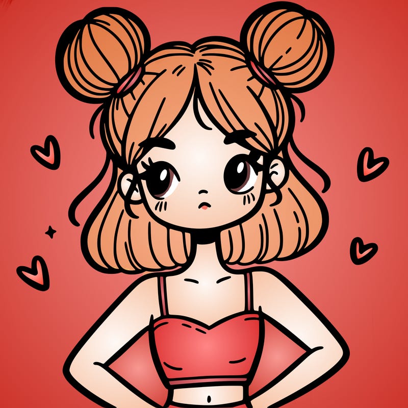 girl with two buns on her head in a small crop top