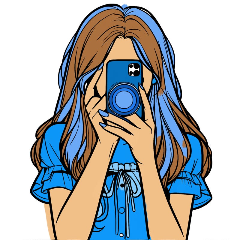 a realistic girl holding her phone taking pictures