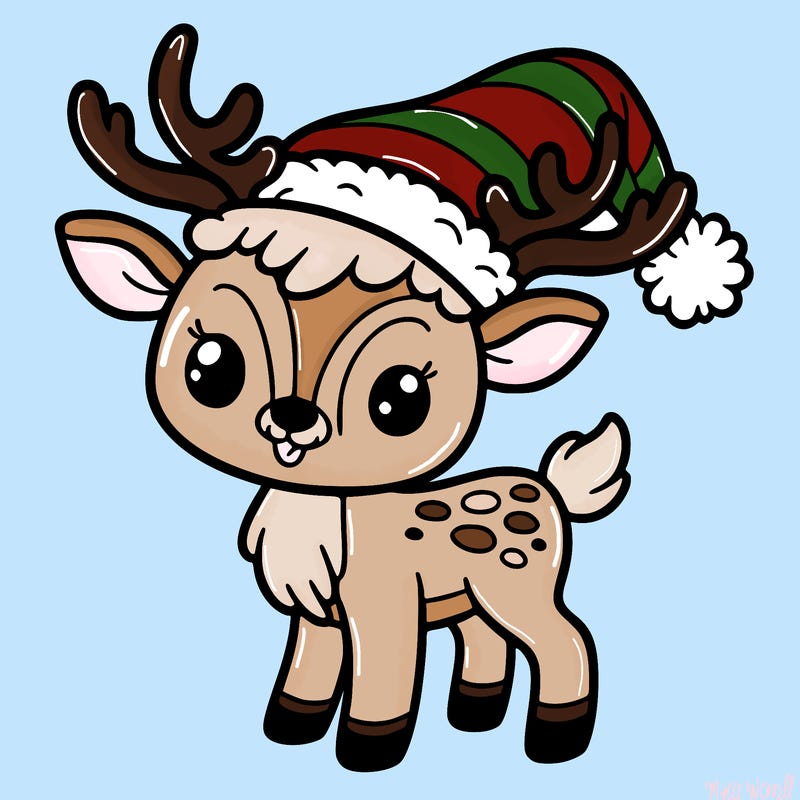 christmas reindeer with santa hat