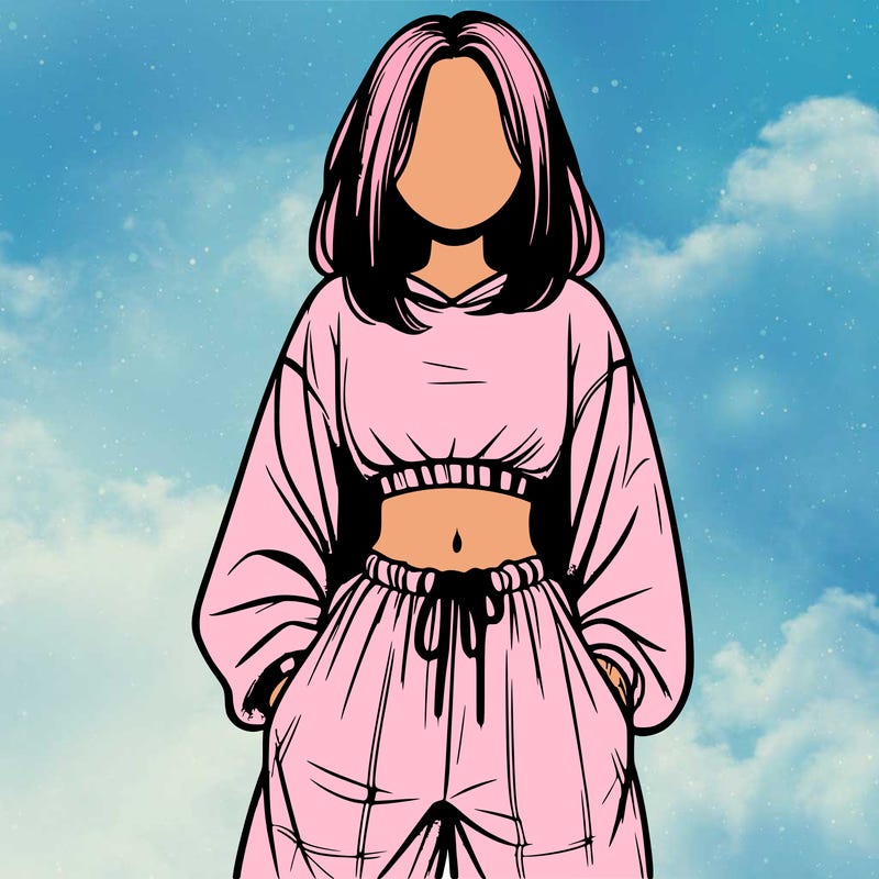 realistic girl faceless with baggy pants and a crop top