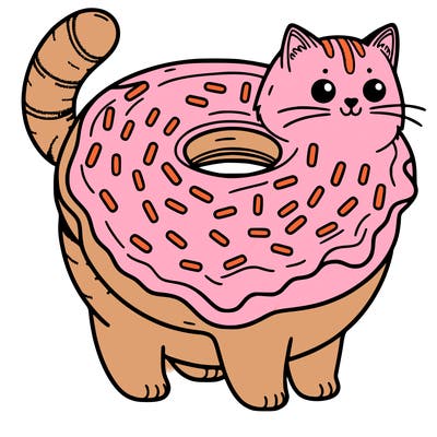 cat turned into donut