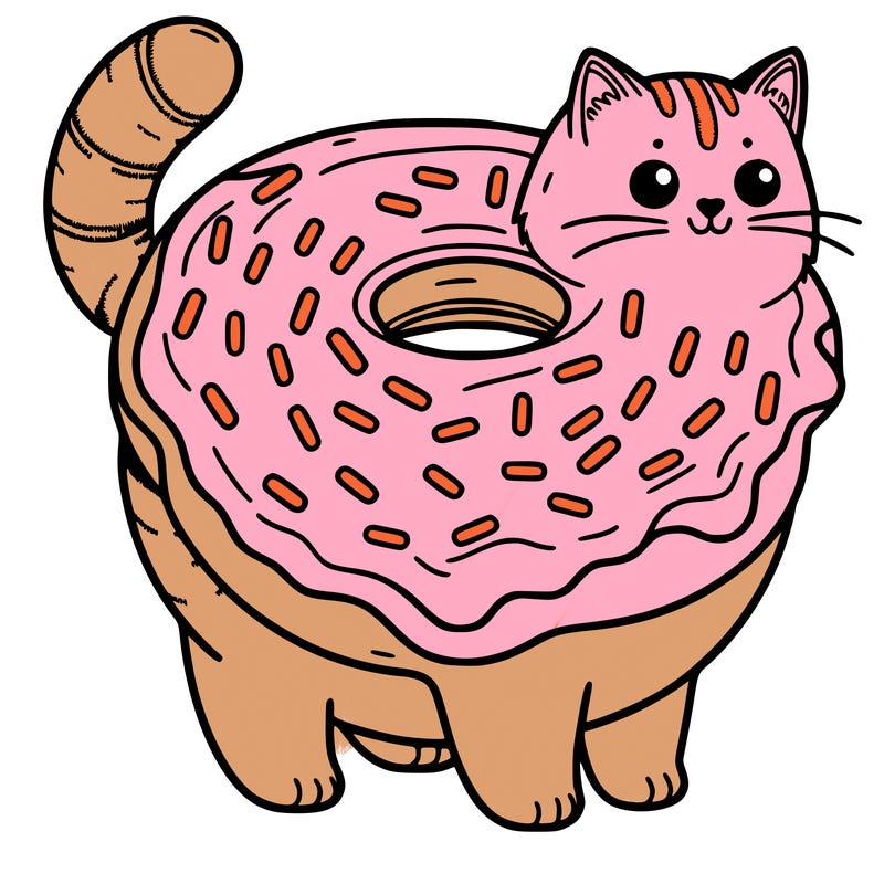 cat turned into donut