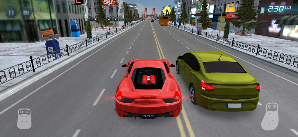 Traffic Driver 2 - A red sports car racing through city traffic at high speed in Traffic Driver 2