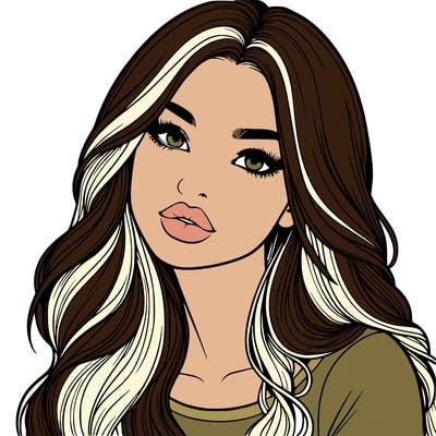 realistic girl with hair on her hair and lips