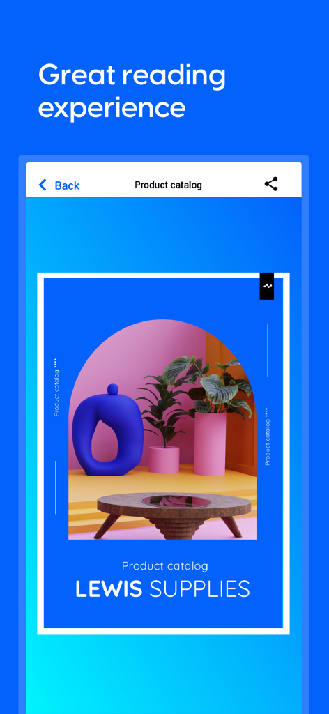 Digitaler Produktkatalog auf einem Handy-Bildschirm mit der Flipsnack-App angezeigt.