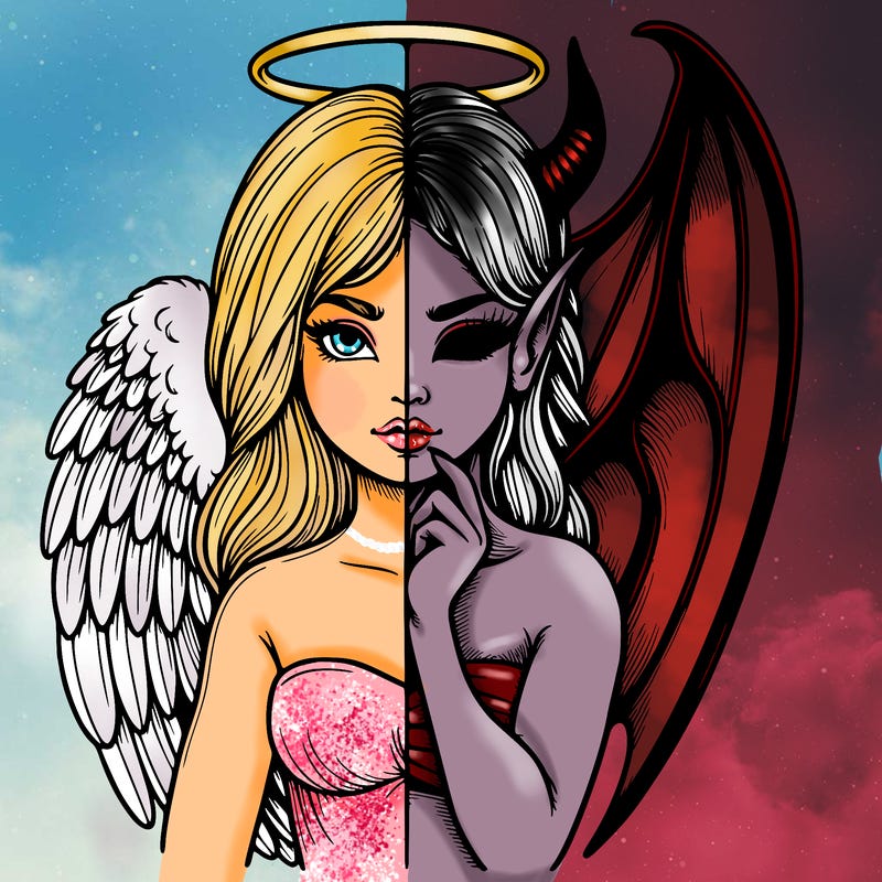 realistic angel half demon