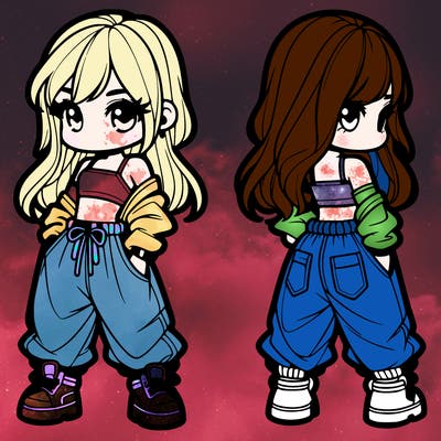 girl in crop top and baggy pants