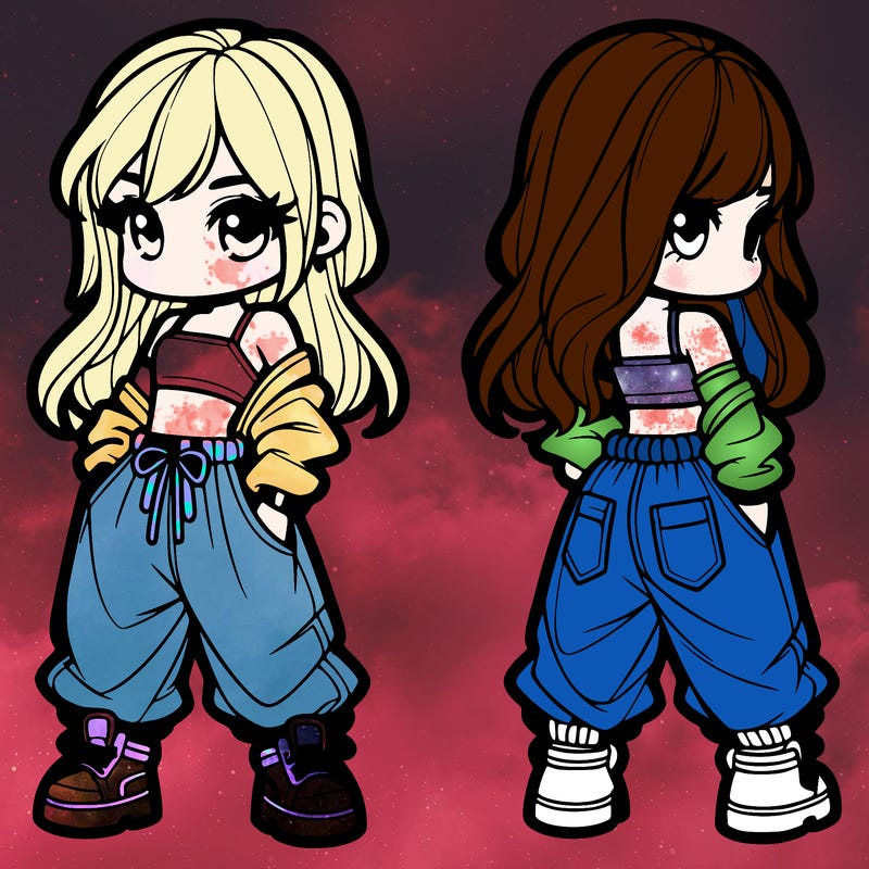 girl in crop top and baggy pants