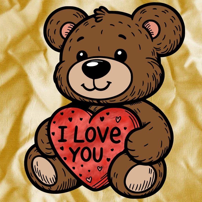 teddy bear holding an i love you heart