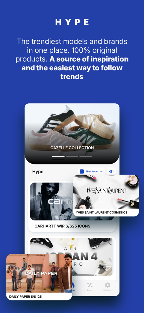 Dropsy: deals,sneakers,fashion - Dropsy app Hype section showing trending sneakers fashion and cosmetics collections