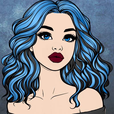 realistic girl with wavy hair and lips