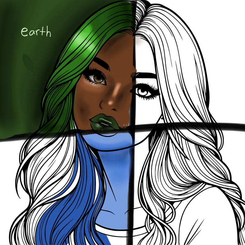 realistic girl with hair on her hair and lips