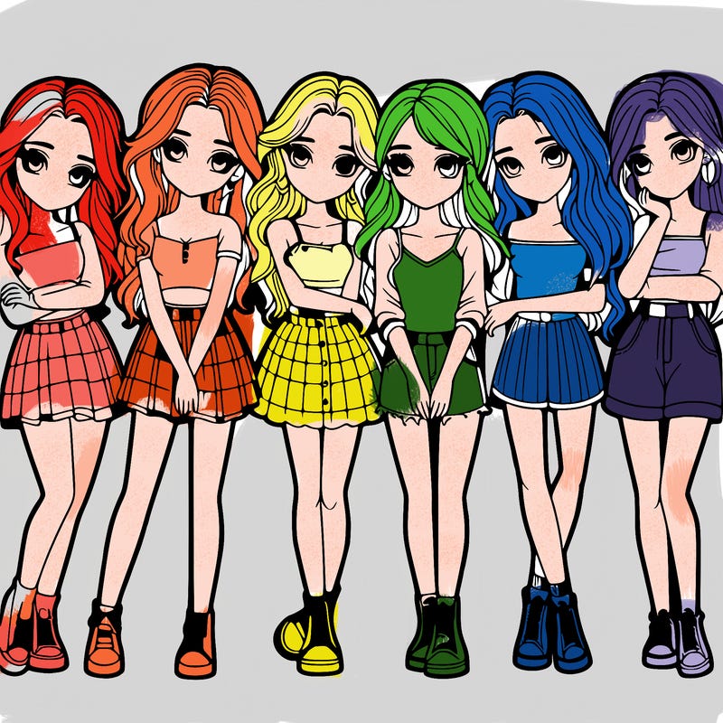 a group of girls realistic