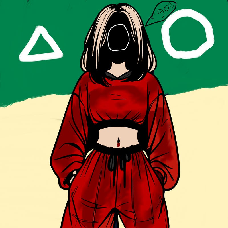 realistic girl faceless with baggy pants and a crop top