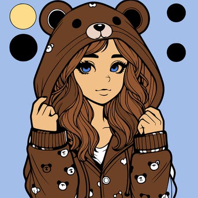 realistic girl in a animal pjs hoodie