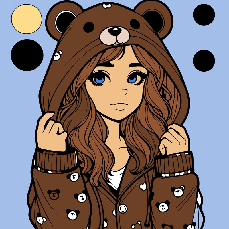 realistic girl in a animal pjs hoodie