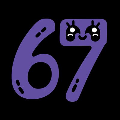 the numbers 67
