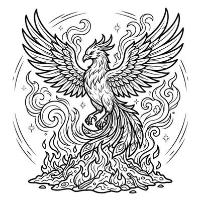 Discover the powerful symbolism of rebirth with our stunning Ash Phoenix coloring page, thoughtfully designed for seniors. Its bold lines and inspiring theme offer a comforting and engaging artistic journey.