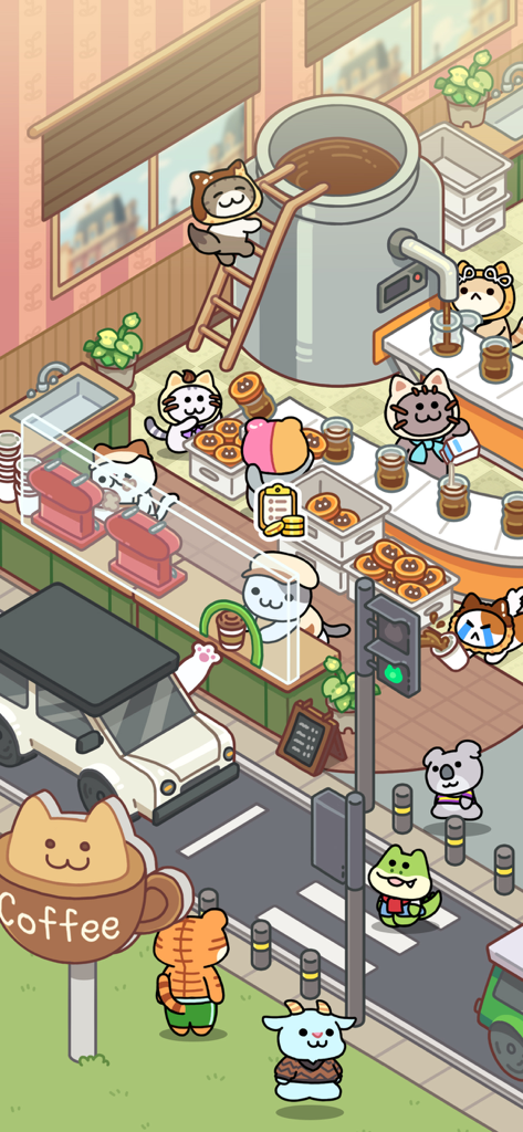 Catstaurant : Cat Chefs - 다양한 동물 손님에게 서빙하는 바쁜 커피숍에서 일하는 고양이 셰프들.