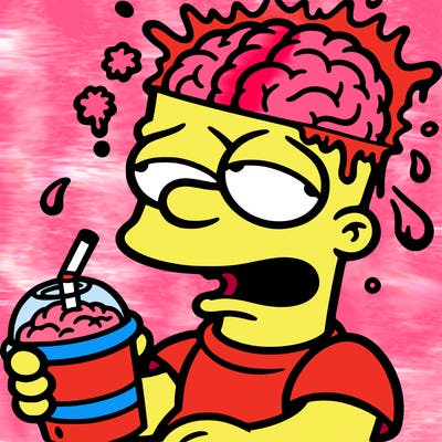 bart with a slushy and brain freeze