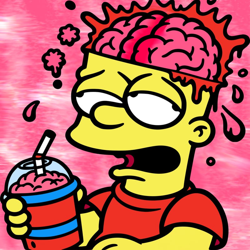 bart with a slushy and brain freeze