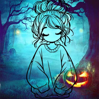 girl with baggy sweatshirt and messy bun