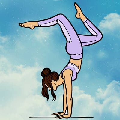 a woman doing a handstand
