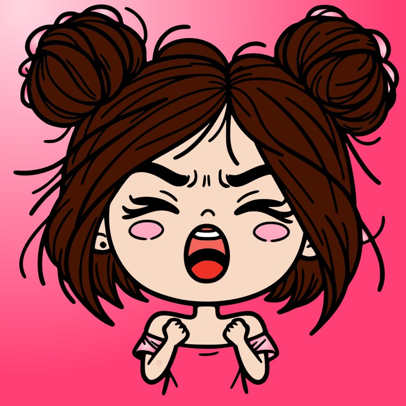 passionate girl with her hair is two messy bun