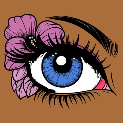 realistic eye with flower
