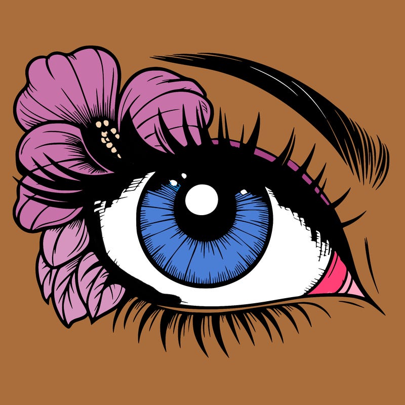 realistic eye with flower