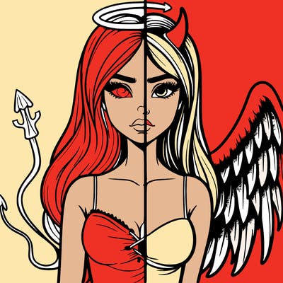 devil vs angel realistic girl