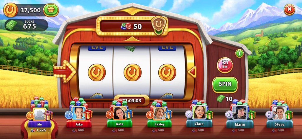 Farm themed slot machine bonus screen in Solitaire Golden Prairies